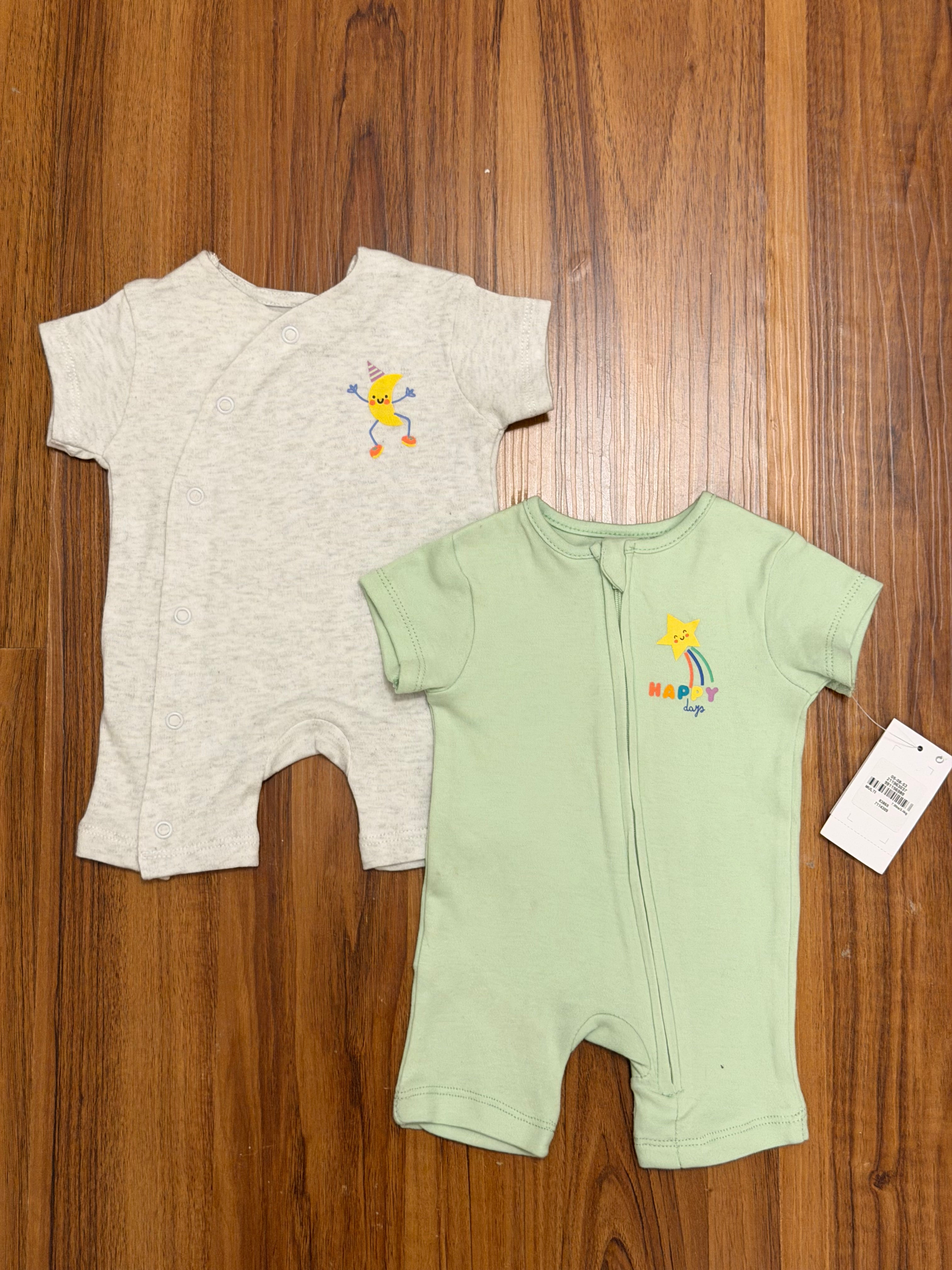 Pack of 2 Front Zip Rompers