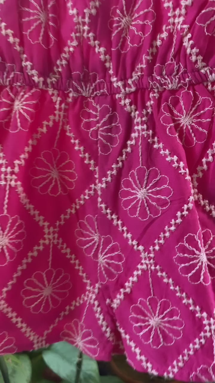 Pink Embriodered Dungaree