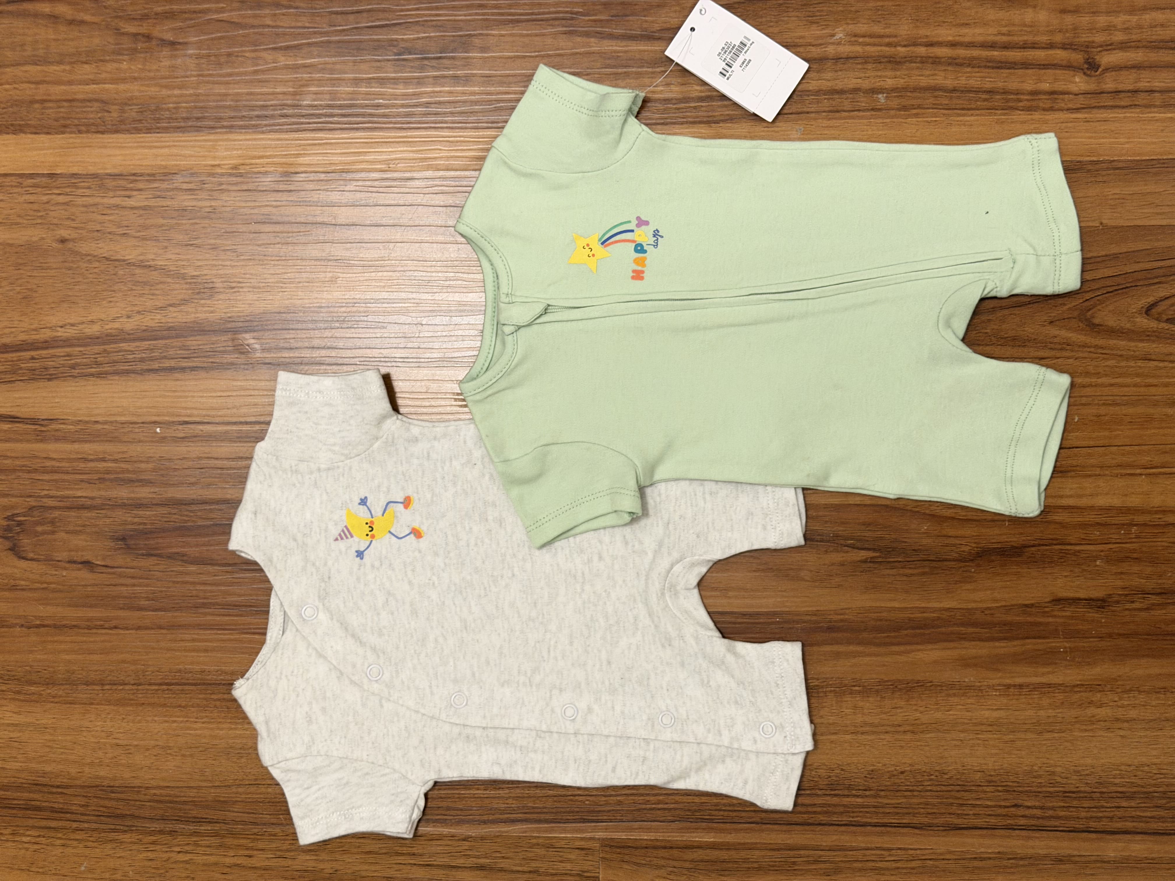 Pack of 2 Front Zip Rompers (Happy Days)