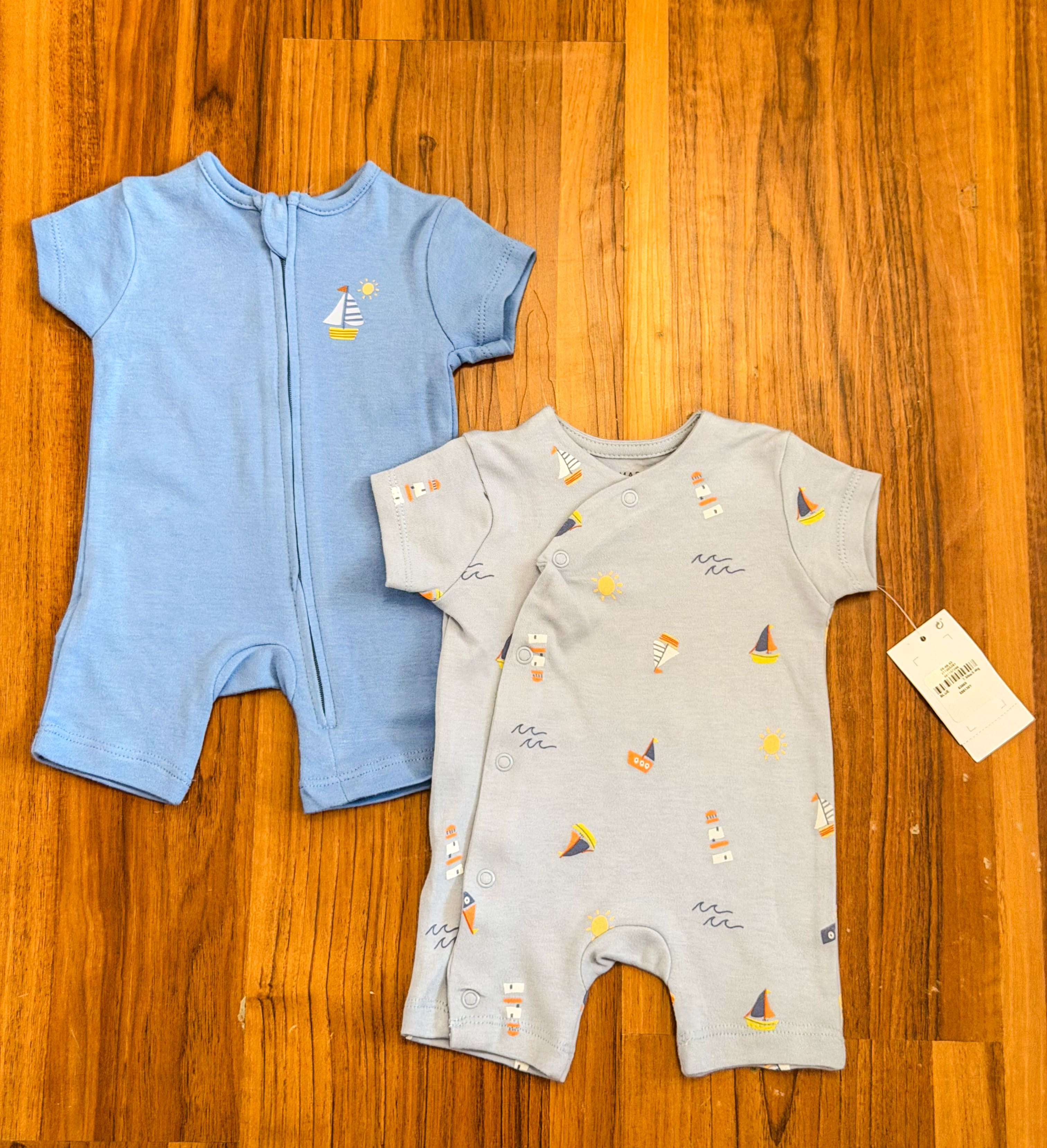 Pack of 2 Front Zip Rompers (Blue Sailor)