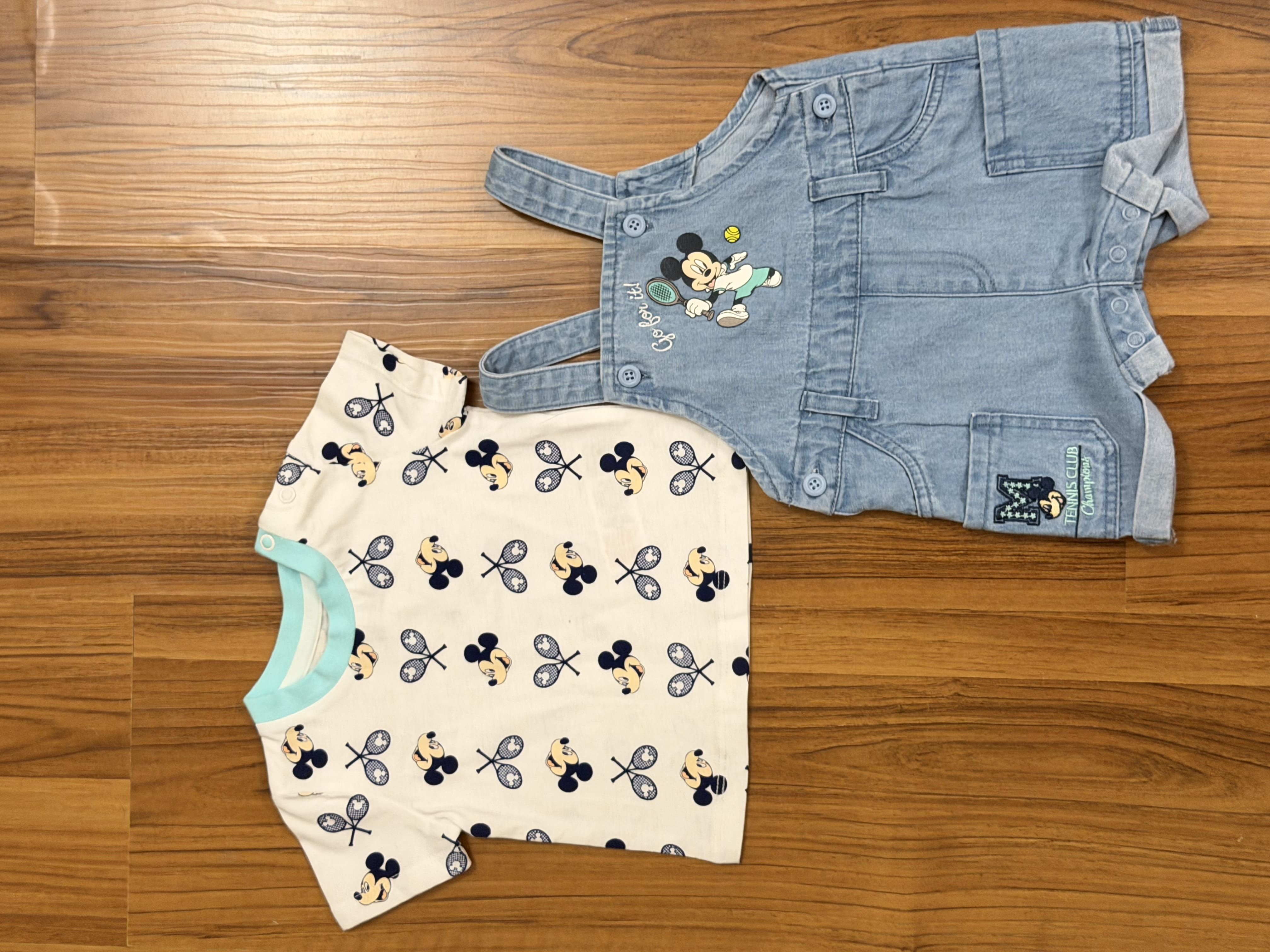 Original Disney Mickey Mouse T Shirt & Dungaree Set