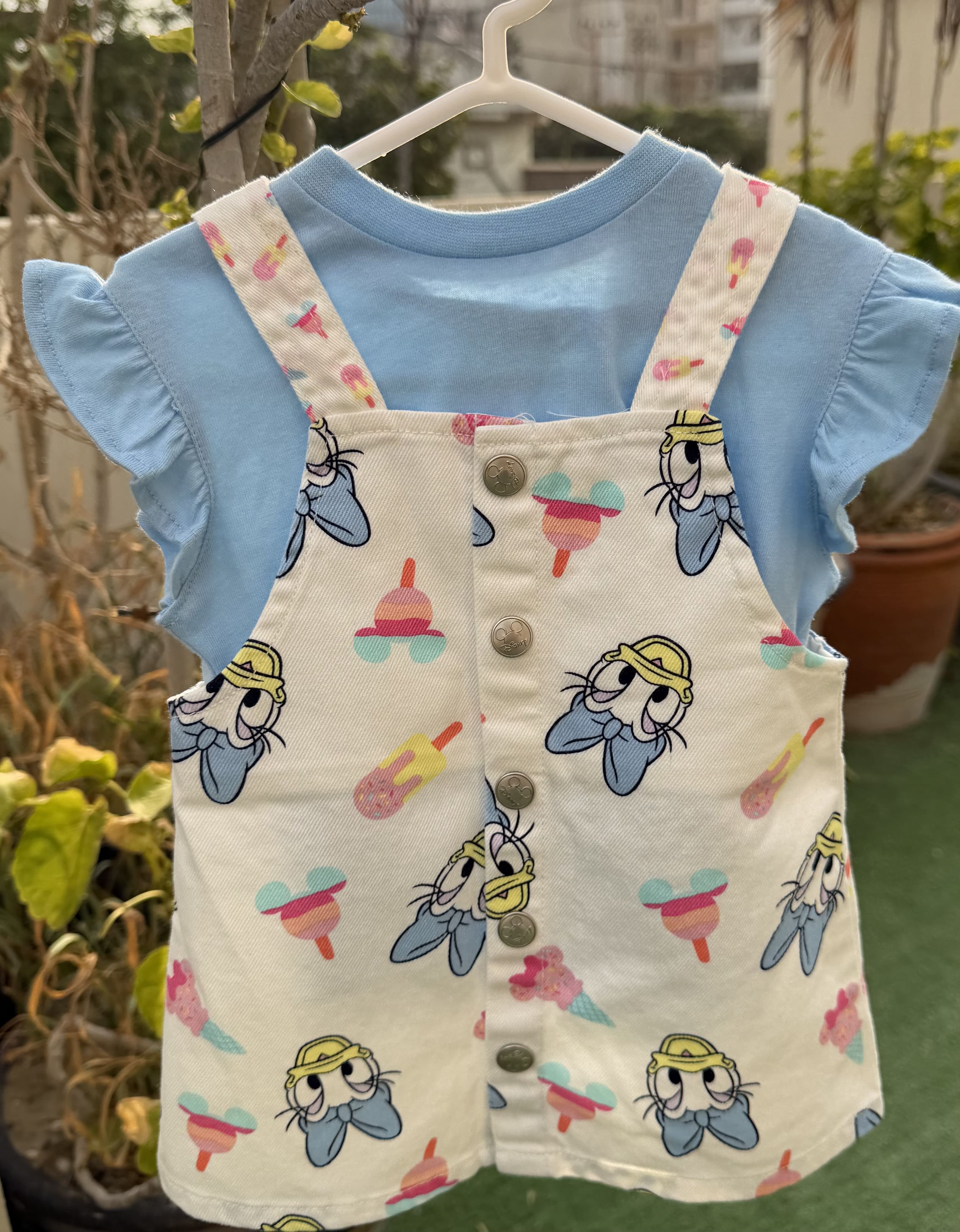 Original Disney Daffy Duck T Shirt & Denim Dungaree Set