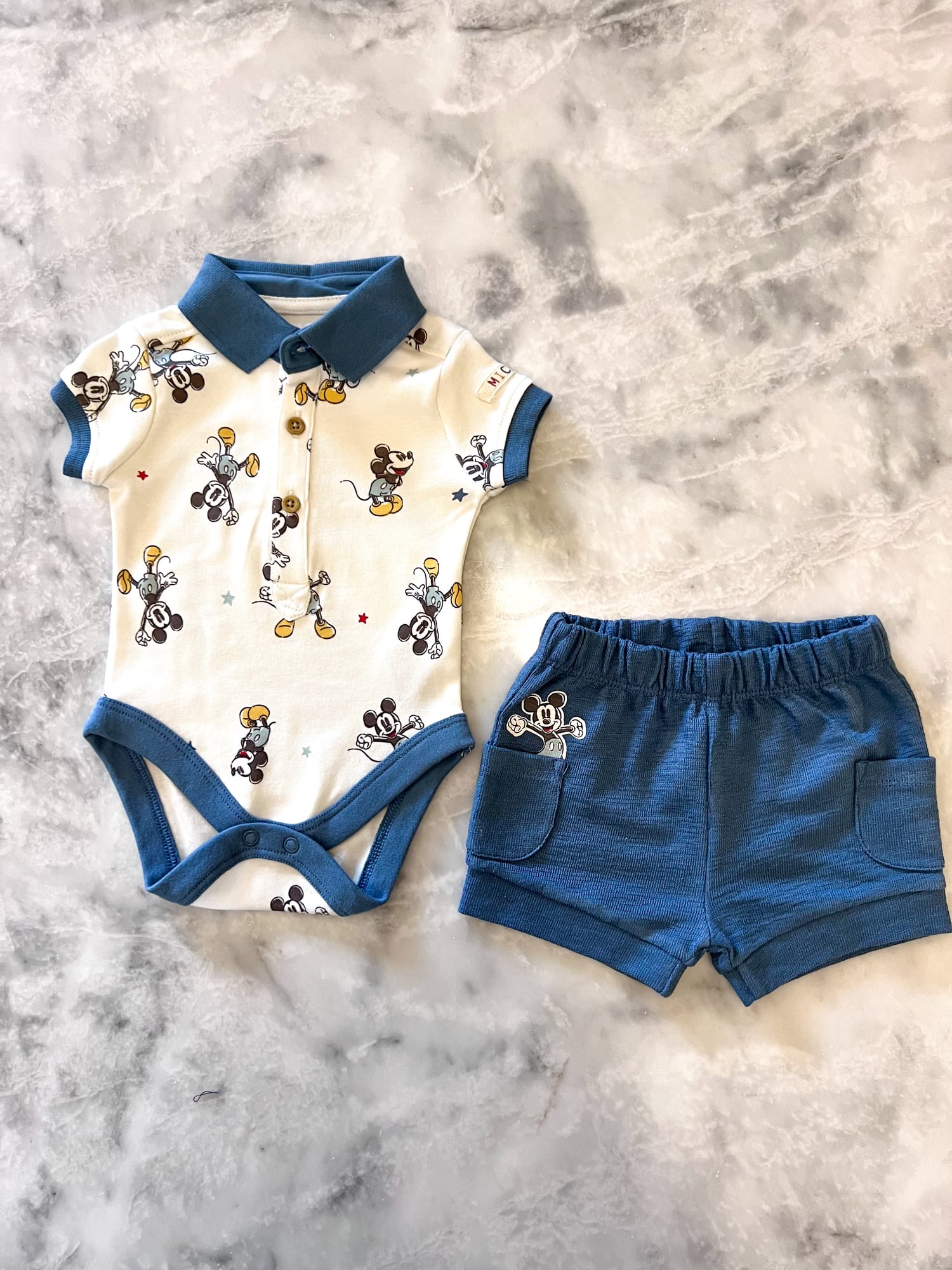 Disney Mickey Mouse Collared Bodysuit & Shorts Set - additional photo 2