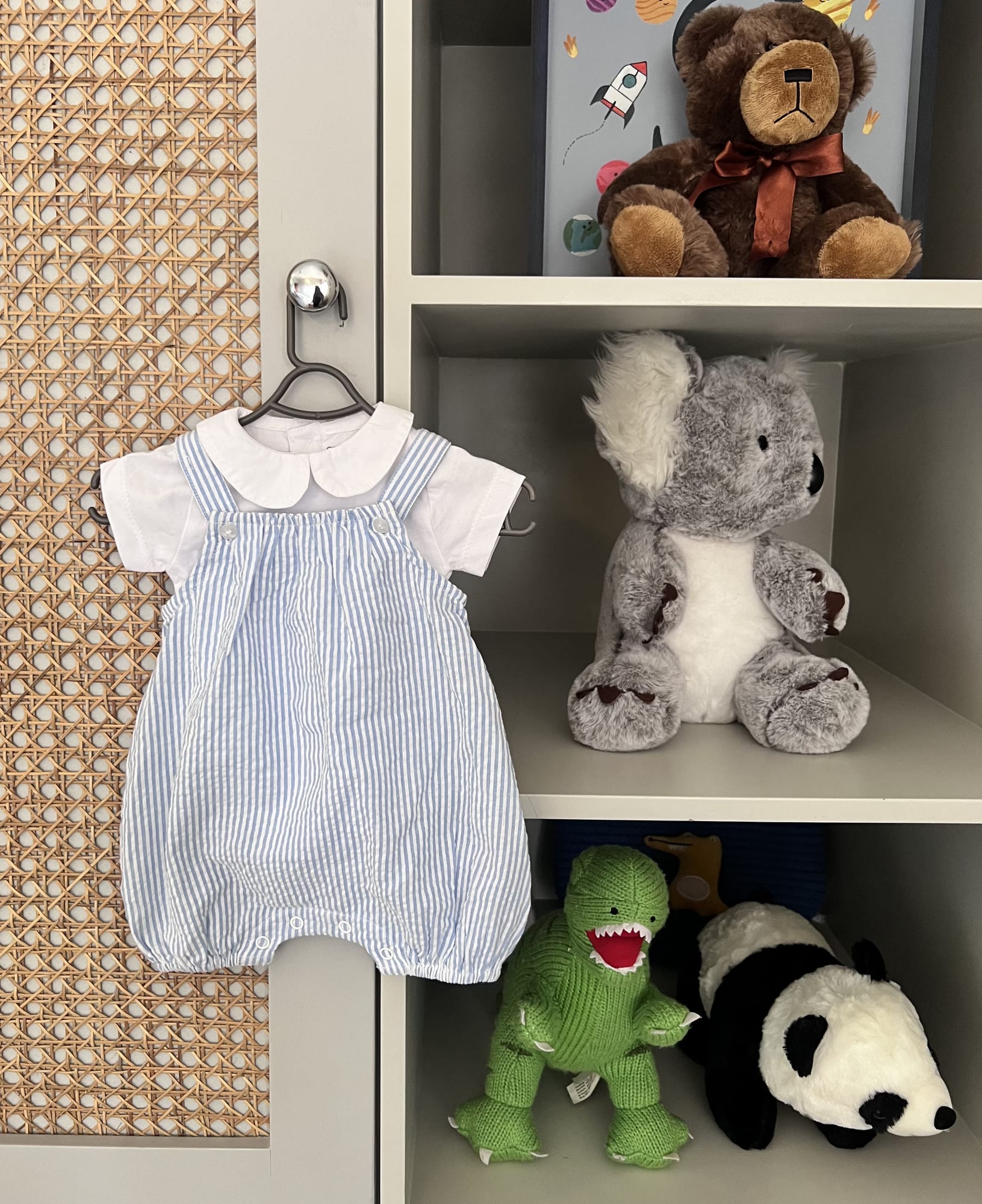 Collared Shirt & Striped Dungaree Set