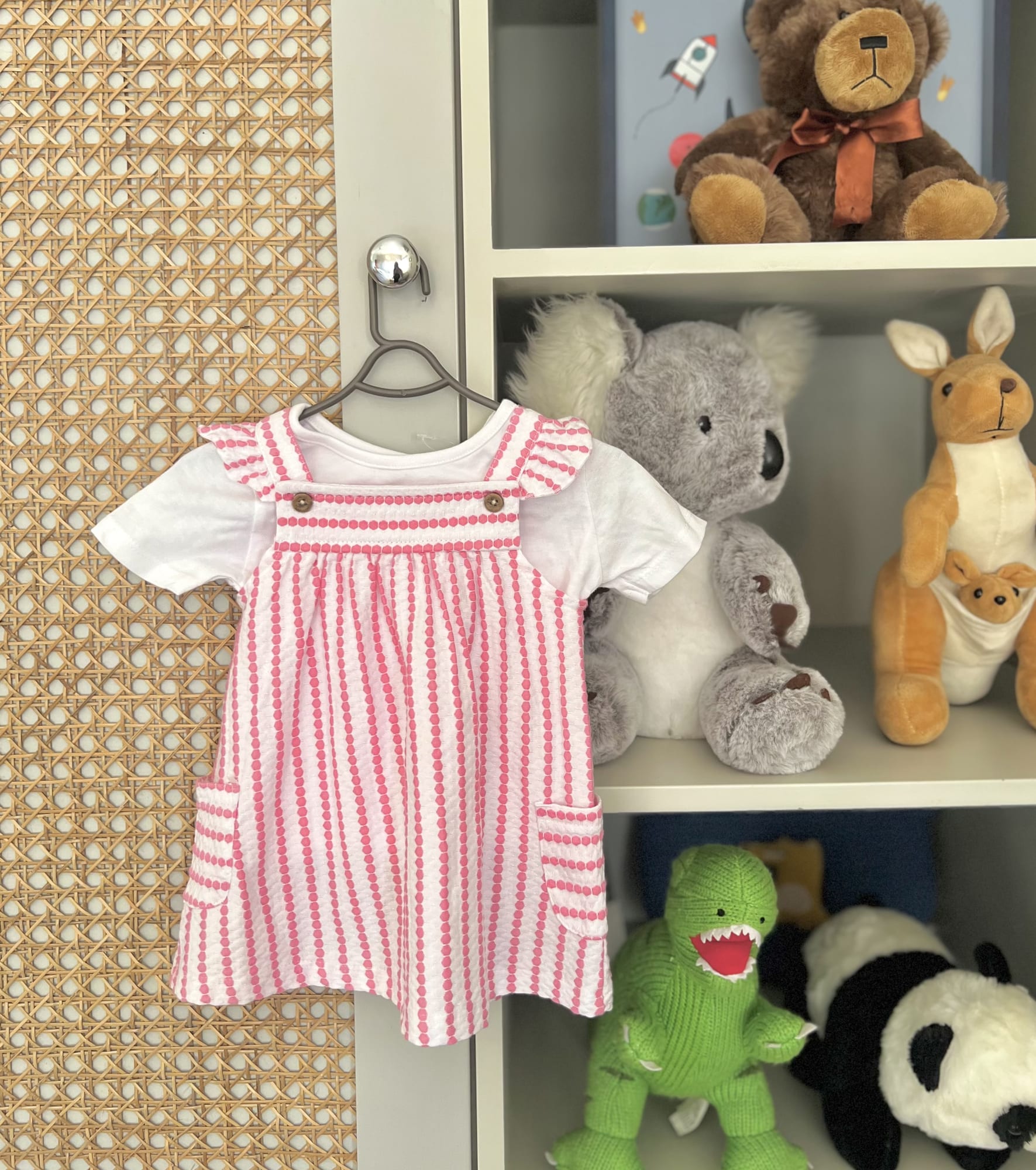 White T Shirt & Pink Embriodered Dress