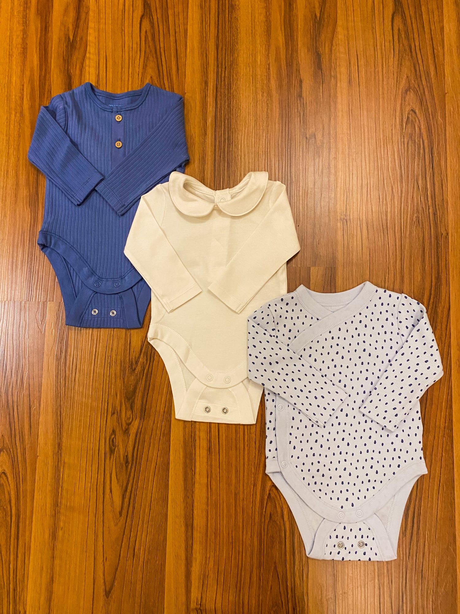 Pack of 3 Full Sleeve Bodysuit Set (Blue)