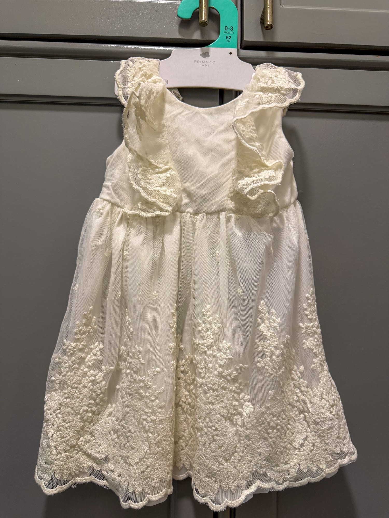 White Embriodered Frill Dress