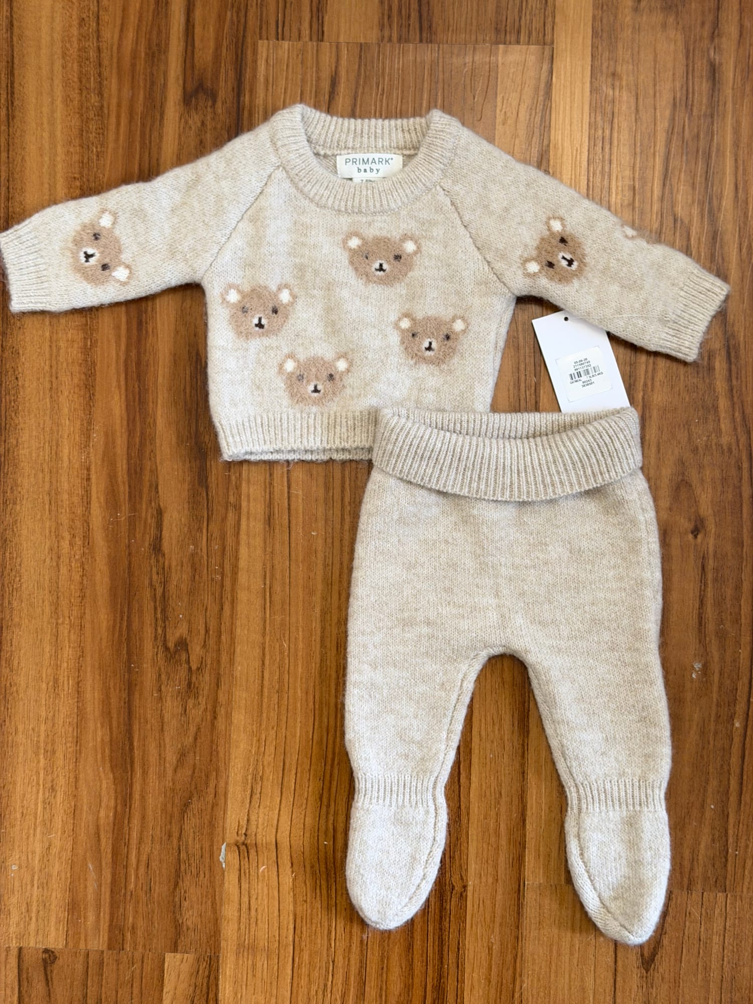 Knit Teddy Bear Sweater & Full Length Pants Set